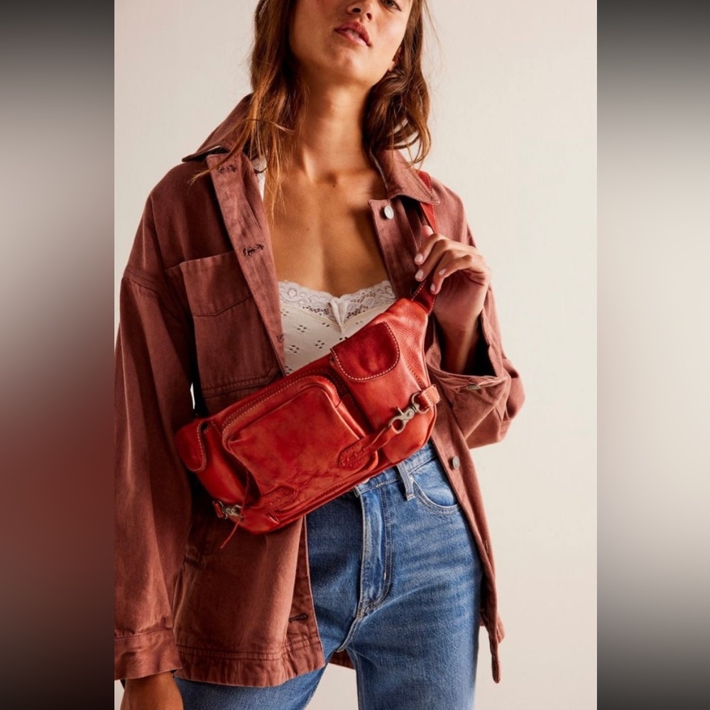 Free People We The Free Little Rivers Sling Fire Brick Red NWT